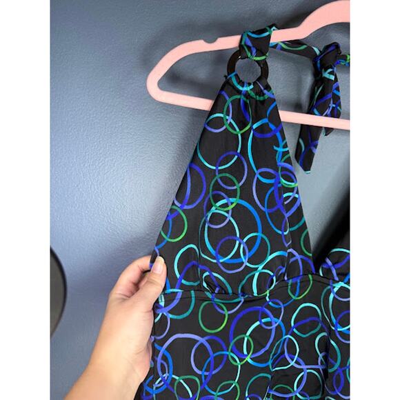 Y2K Halter Top Tankini Women's Size 18 Circle Pattern Princess Diaries Vacation - Picture 3 of 8